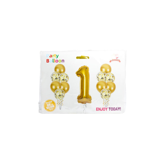 Set de globos metálicos color dorado para fiesta diseño conmemoración 1 pieza