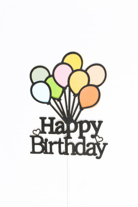 Adorno para pastel multicolor diseño globos happy birthday 1 pieza