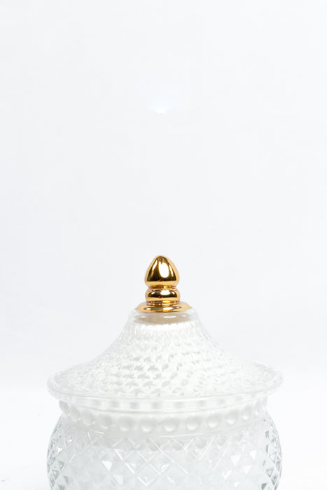 Azucarera de vidrio acabado perla color blanco 2 piezas.