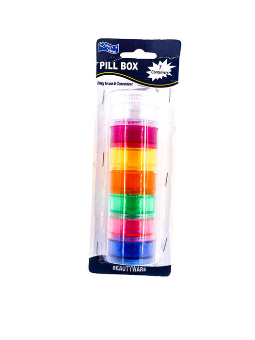 Pastillero apilable multicolor con siete apartados para cada dia de la semana de bolsillo