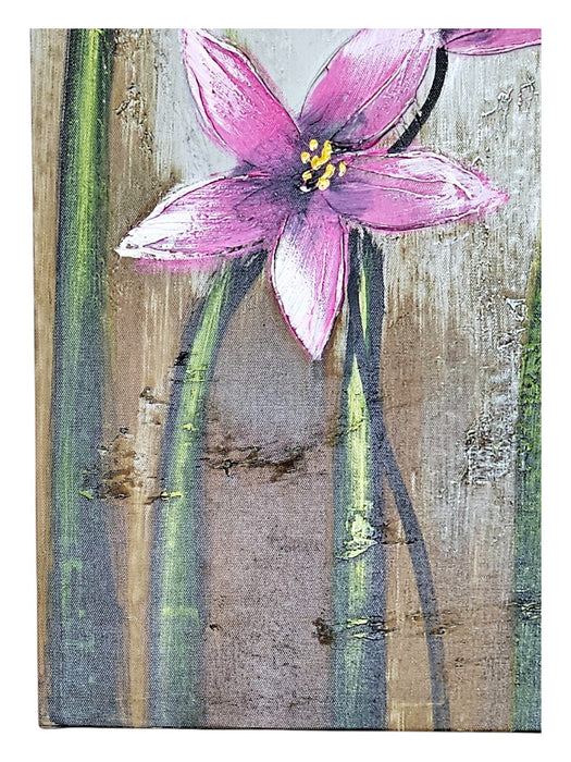 Cuadro decorativo rectangular para el hogar y mas de flores moradas con tallo verde