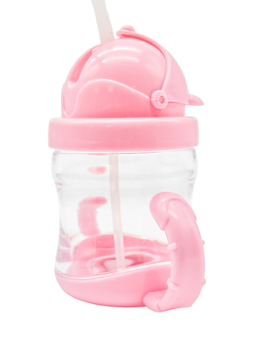 Vaso entrenador para bebé con popote de silicon en colores varios