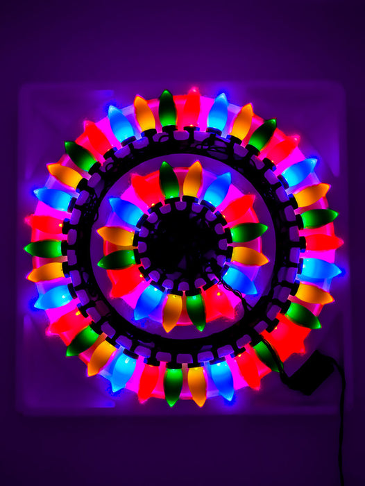 Serie de 50 luces led en tono multicolor con forma de foco grande de colores vibrantes de 5 metros para decoracion de navidad