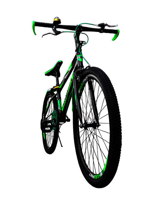 Bicicleta kuwant en color verde con negro con brujula y timbre en rodada 24