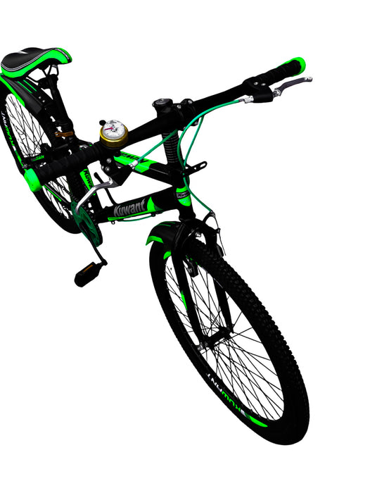 Bicicleta kuwant en color verde con negro con brujula y timbre en rodada 24