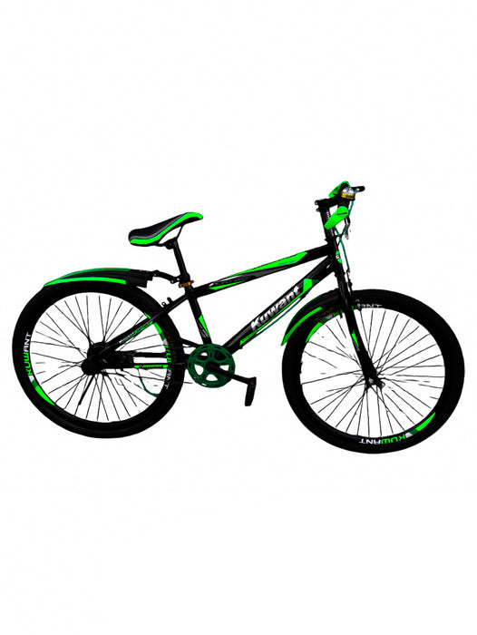 Bicicleta kuwant en color verde con negro con brujula y timbre en rodada 24