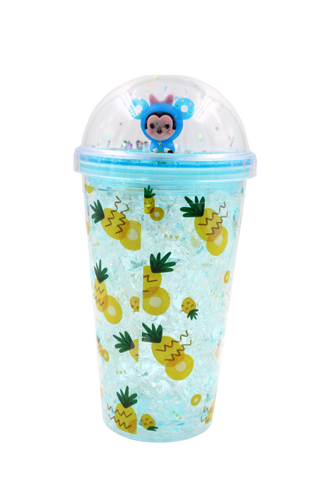 Vaso transparente con popote y hidrogel diseños divertidos colores varios