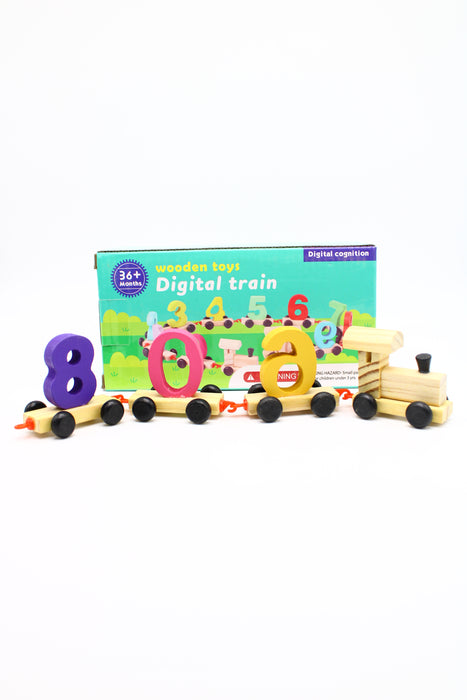 Tren de madera educativo vagones numerados en colores vibrantes para aprendizaje divertido multicolor