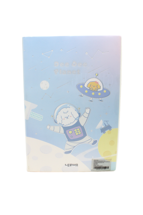 Cuaderno para notas de hoja rayada con diseño de perrito Poodle en el espacio en colores llamativos