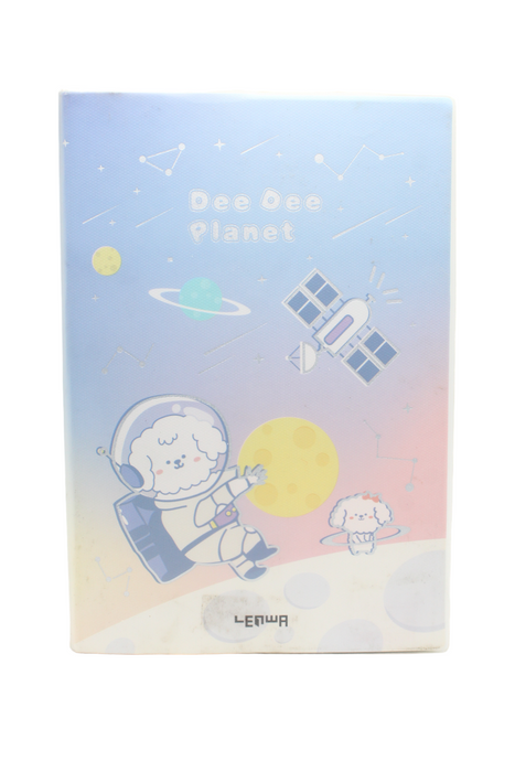 Cuaderno para notas de hoja rayada con diseño de perrito Poodle en el espacio en colores llamativos