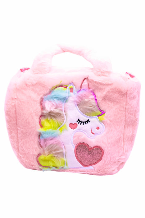 Bolso unicornio de felpa sueva y fina diseño de unicornio en colores varios