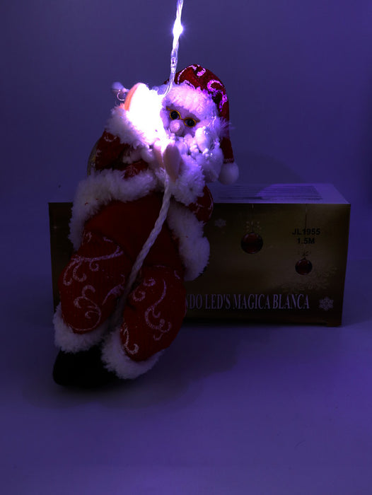 Figura de santa claus escalando con 60 luces led en varios tipos de luz para decorar