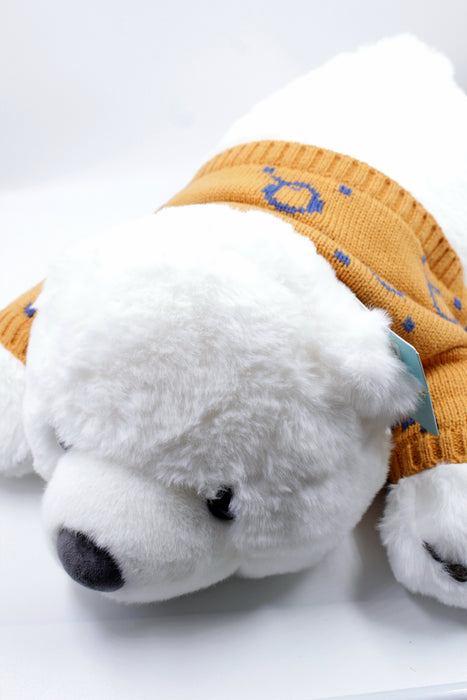 Oso polar de peluche con suéter tierno y acogedor para regalo y abrazos colores varios.