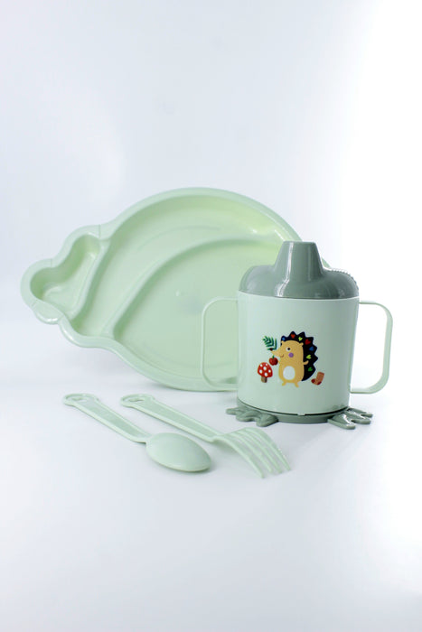 Kit entrenador con vaso, plato tenedor y cuchara para tu bebe