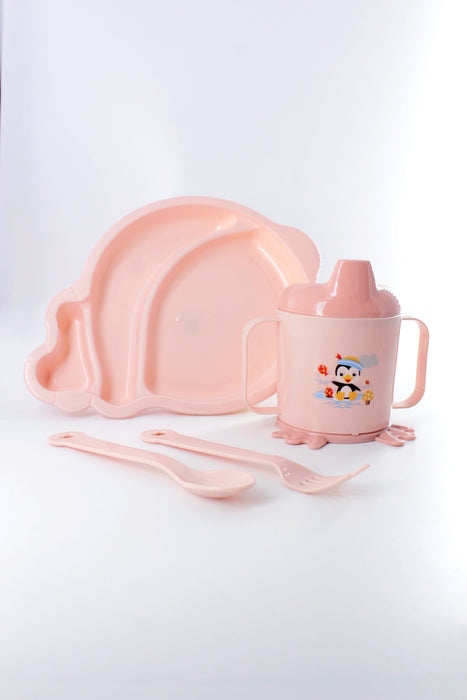 Kit entrenador con vaso, plato tenedor y cuchara para tu bebe