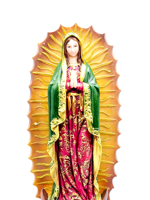 Figura decorativa para el hogar de nuestra señora de guadalupe tallada en resina