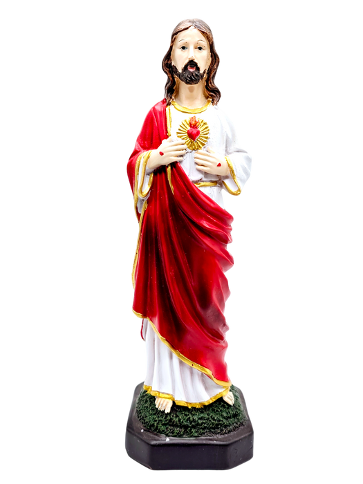 Estatuilla religiosa del sagrado corazón de jesús tallada en resina para decoración del hogar