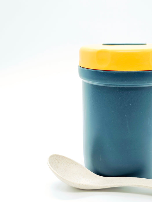 Vaso de plastico termico para alimentos con cuchara y tapa en colores varios