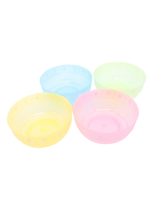 Set de 4 cuencos de plastico multiusos decorados con estrellas en colores surtidos tonos pastel