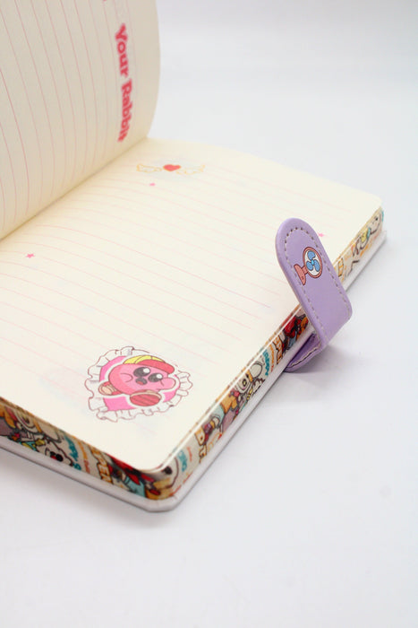 Libreta con diferentes diseños de personajes paradise oxygen  de pasta dura y broche de colores con iman