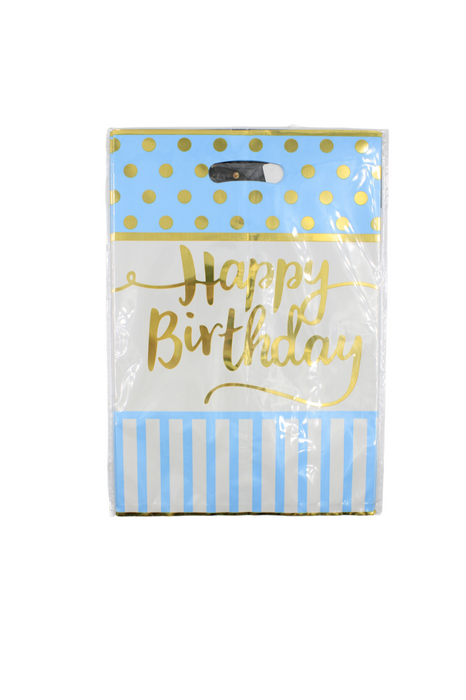 Bolsa para dulces de colores varios con leyenda happy birthday en dorado 10 piezas