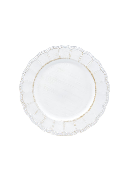 Plato de plástico con diseño antiguo para carga en color blanco