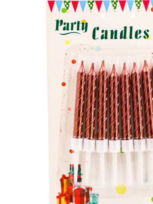 Paquete de 8 velas metalicas para celebraciones en colores varios