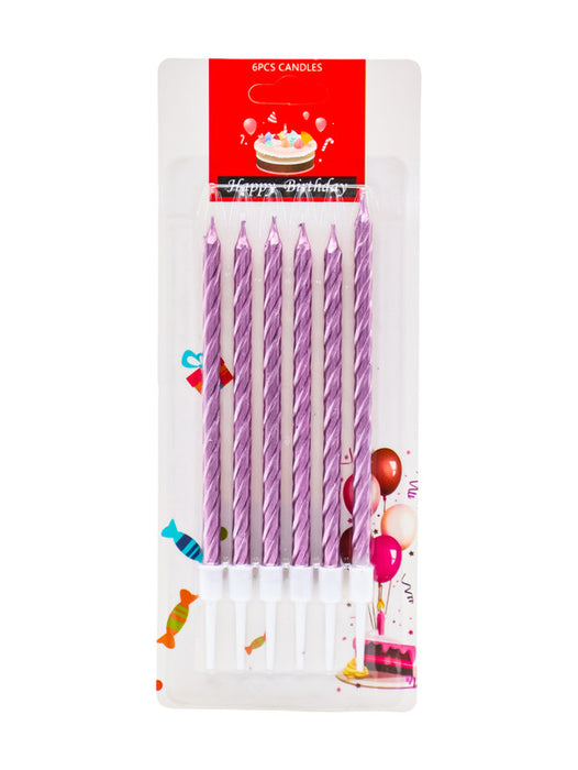 Paquete de 6 velas para pastel en forma de tornillo en colores metálicos