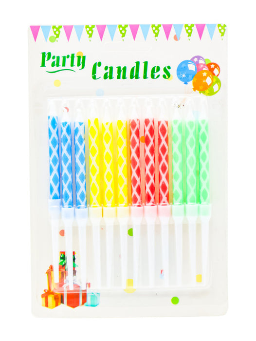 Paquete de 12 velas con diseño en rombos colores varios