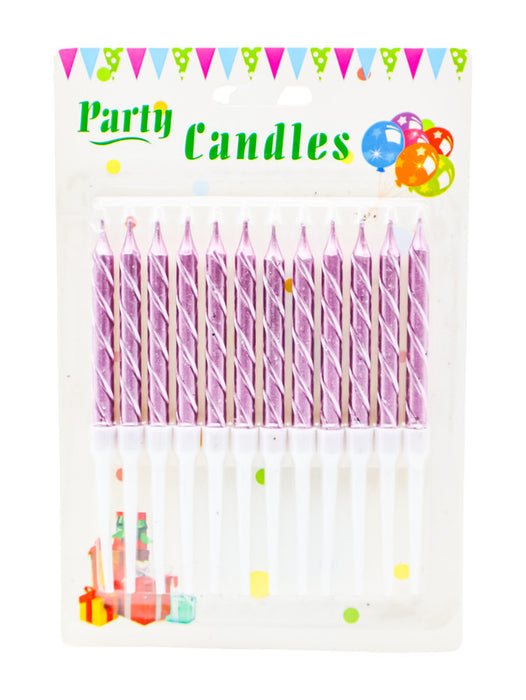 Paquete de 12 velas para pastel en colores metalicos varios