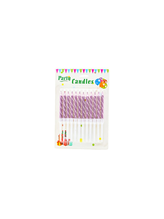 Paquete de 12 velas para pastel en colores metalicos varios