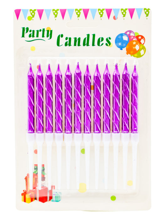 Paquete de 12 velas para pastel en colores metalicos varios