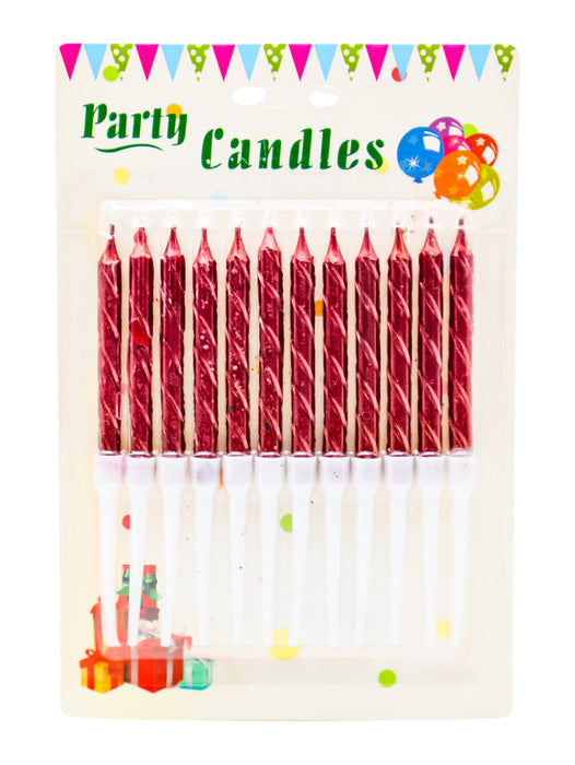 Paquete de 12 velas para pastel en colores metalicos varios