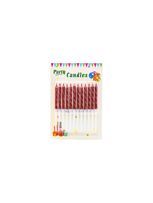 Paquete de 12 velas para pastel en colores metalicos varios