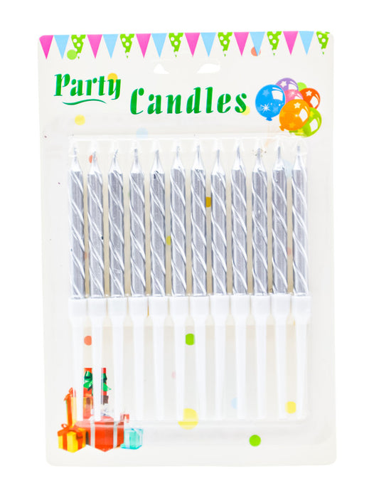 Paquete de 12 velas para pastel en colores metalicos varios