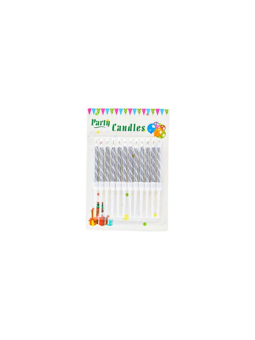 Paquete de 12 velas para pastel en colores metalicos varios