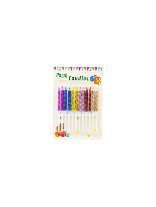 Paquete de 12 velas para pastel en colores metalicos varios