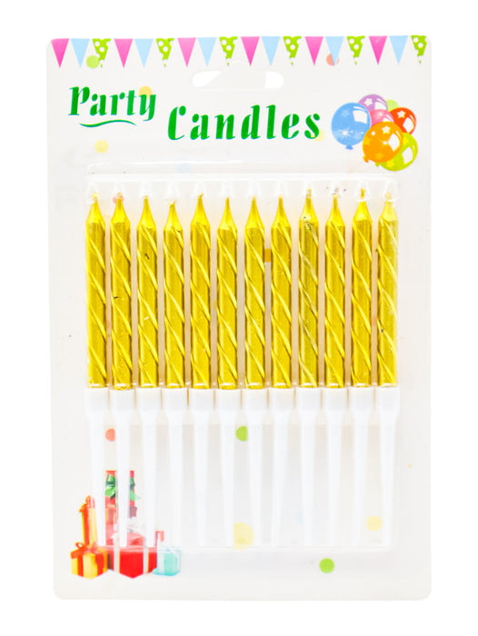 Paquete de 12 velas para pastel en colores metalicos varios