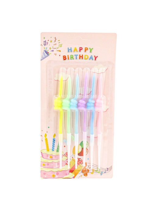 Paquete de seis velas con modelo de espiral con estilo liso y base blanca para fiestas y celebraciones