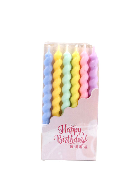 Paquete de 6 velas en forma de espiral en colores lisos pastel