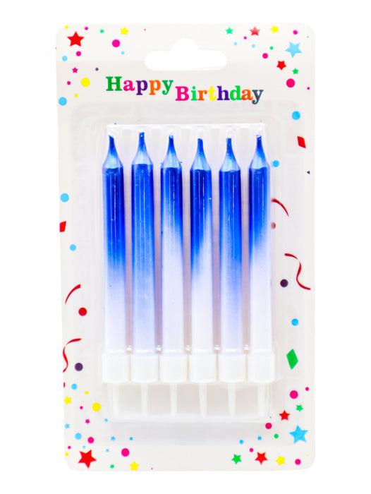 Paquete de 6 velas para pastel en colores metalicos con efecto degrade