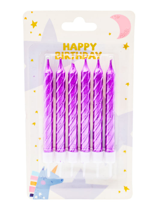 Paquete de 6 velas para pastel en tonos metalicos colores varios