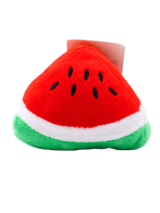 Juguete chirriante para mascotas con forma de sandia en color rojo perfecta para razas pequeñas y medianas