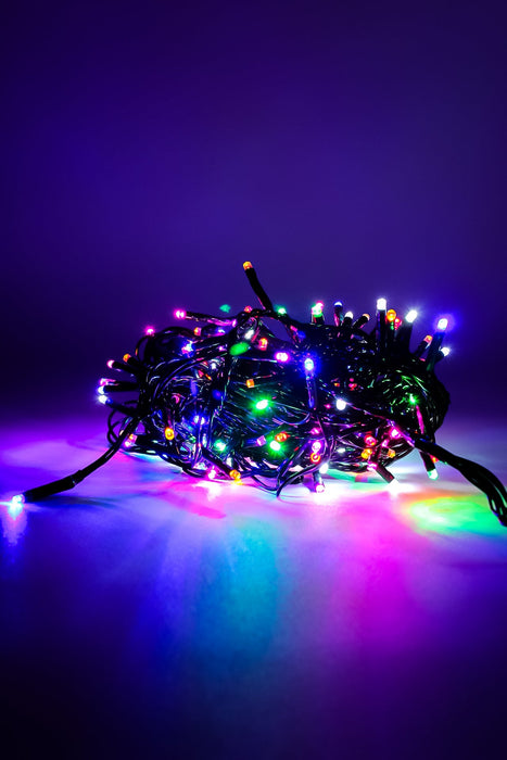 Serie de 140 luces led multicolor de cable verde musical con 7 metros para decoracion de navidad