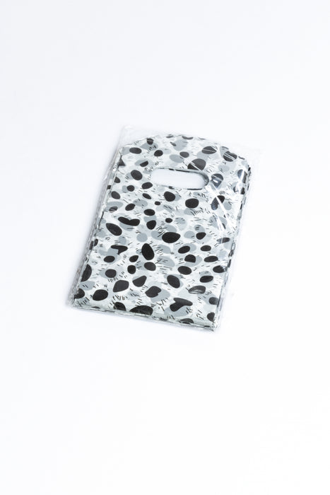 Paquete de bolsa para dulces mini gris y negro diseño Manchitas 100 piezas