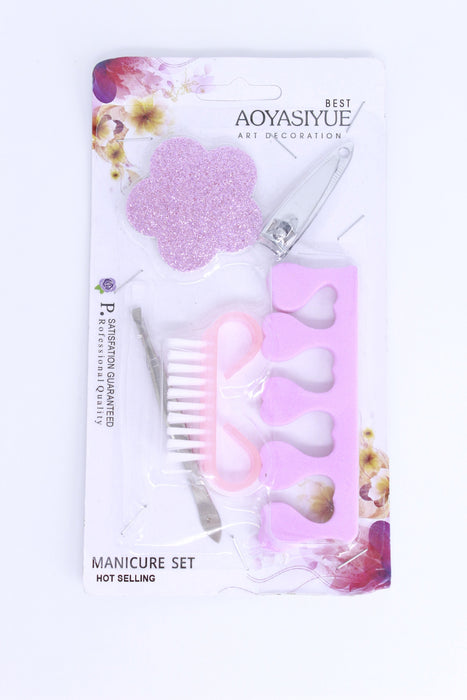 Kit de manicura con lima de flor color rosa 5 piezas