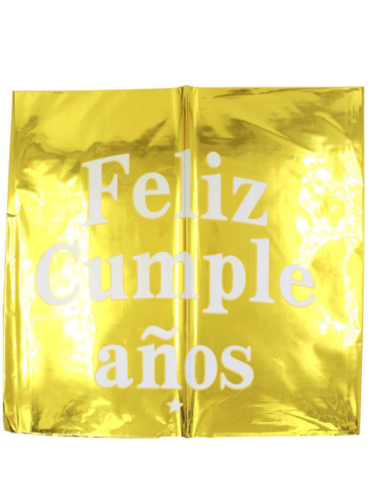 Mantel de aluminio con frase de feliz cumpleaños en colores varios perfecto para adornar