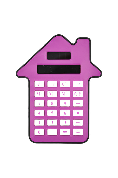 Calculadora escolar con diseño casita para operaciones simples colores varios