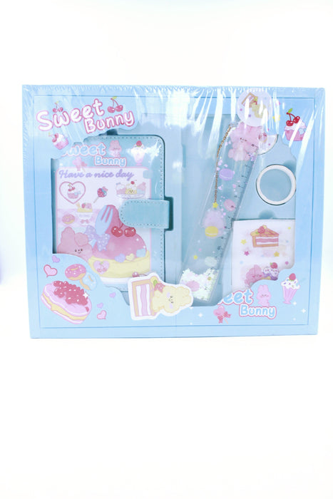 Kit de diario con articulos de papeleria sweet bunny colores varios 5 piezas