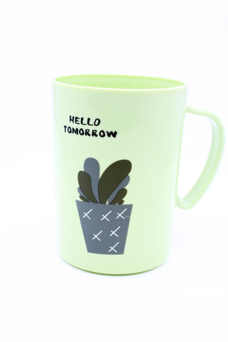 Taza de plástico para cepillo de dientes con diseño inicio de día en colores varios